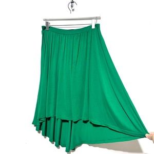 Mossimo Green Comfy Asymmetrical Elasticized Waistband Soft Skirt Size Small